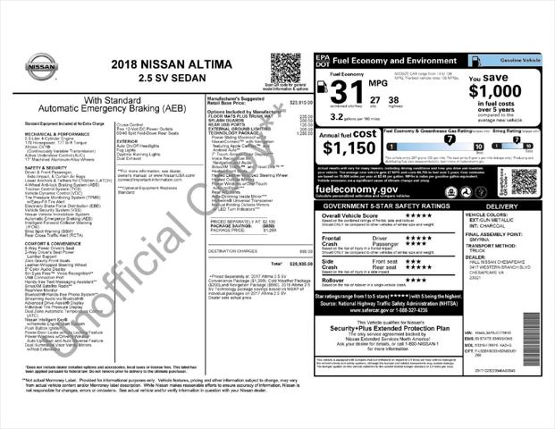 2018 Nissan Altima 2.5 SV 2018 Nissan Altima 2.5 SV