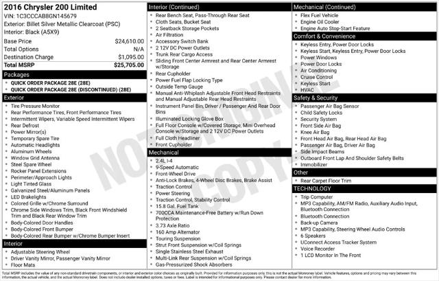 2016 Chrysler 200 Limited 2016 Chrysler 200 Limited