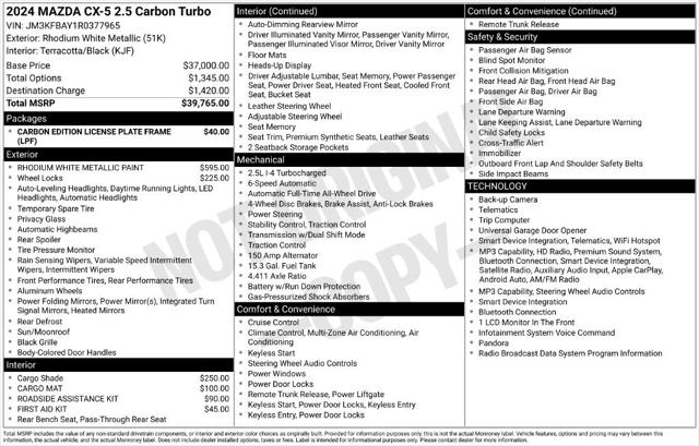 2024 Mazda CX-5 2.5 Carbon Turbo 2024 Mazda CX-5 2.5 Carbon Turbo
