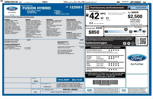 2018 Ford Fusion Hybrid S