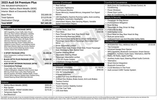 2023 Audi S4 Premium Plus TFSI quattro Tiptronic for sale in Schaumburg, IL