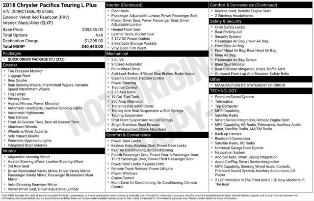 2018 Chrysler Pacifica Touring L Plus