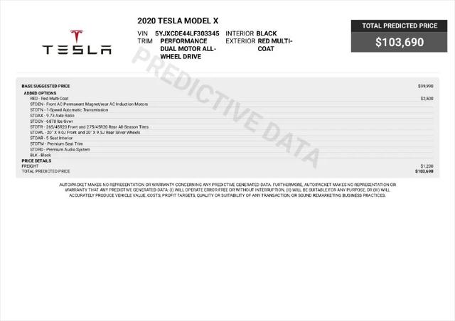 2020 Tesla Model X Performance Dual Motor All-Wheel Drive