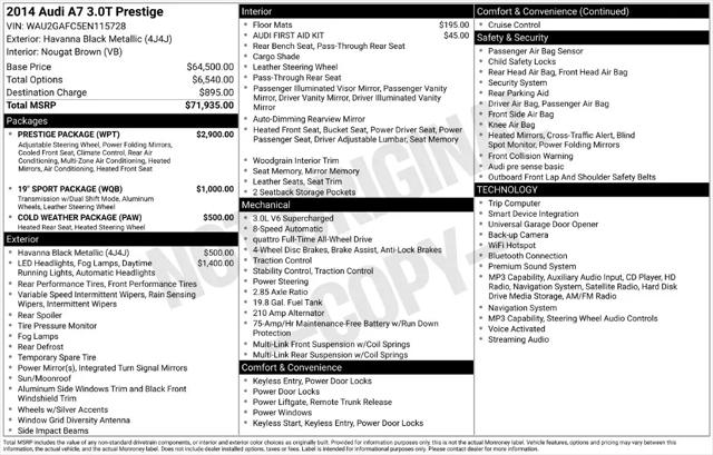 2014 Audi A7 3.0T Premium Plus for sale in Brookfield, WI