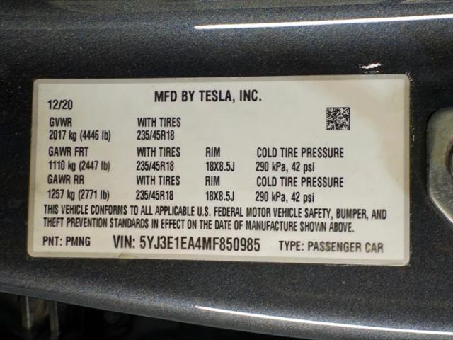 2021 Tesla Model 3 Standard Range Plus Rear-Wheel Drive