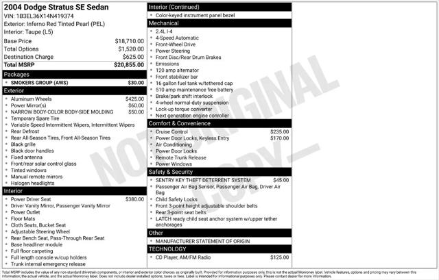 2004 Dodge Stratus SE 2004 Dodge Stratus SE