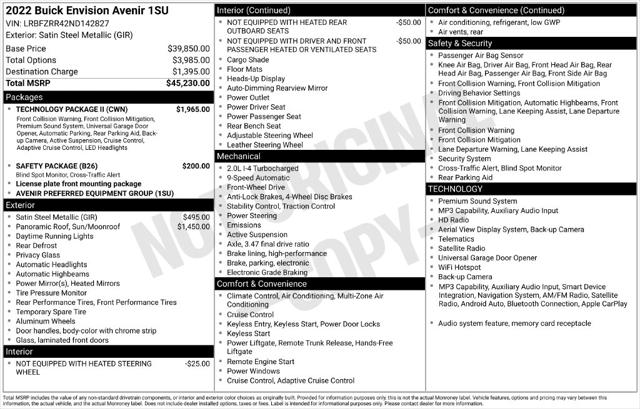 Used 2022 Buick Envision FWD Avenir For Sale in Muscle Shoals, AL
