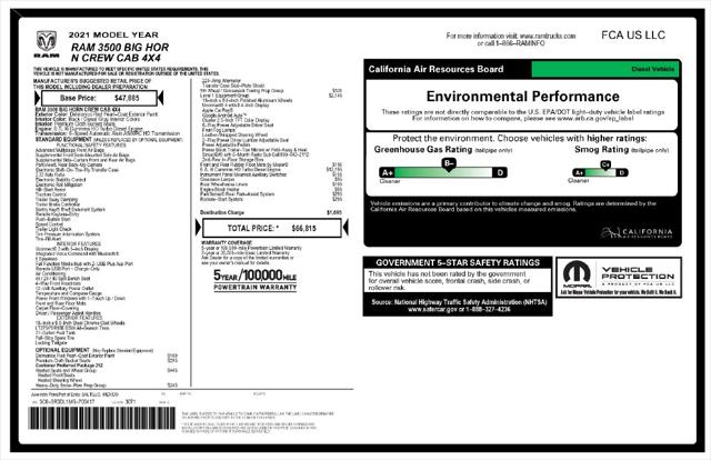 2021 Ram 3500 Big Horn Crew Cab 4x4 64 Box