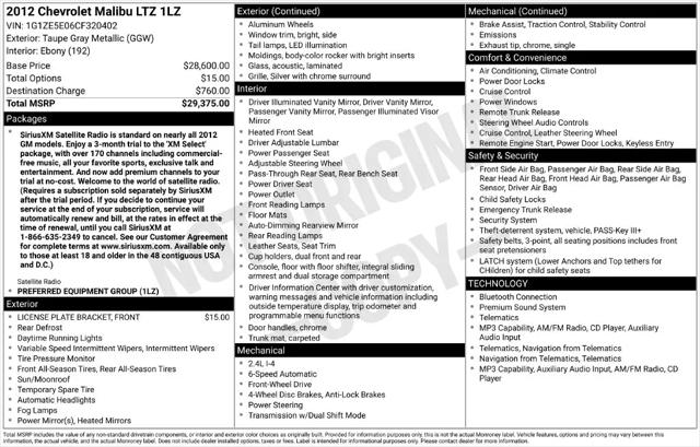 2012 Chevrolet Malibu 1LZ