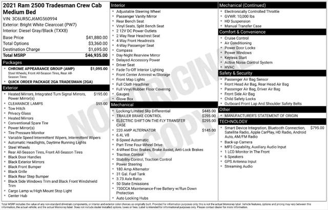 2021 Jeep Ram 2500 Tradesman Crew Cab 4x4 64 Box
