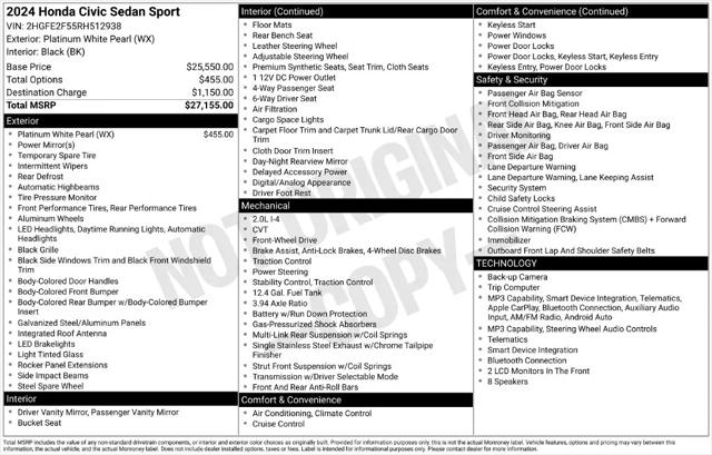 2024 Honda Civic Sport