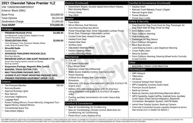 2021 Chevrolet Tahoe 4WD Premier