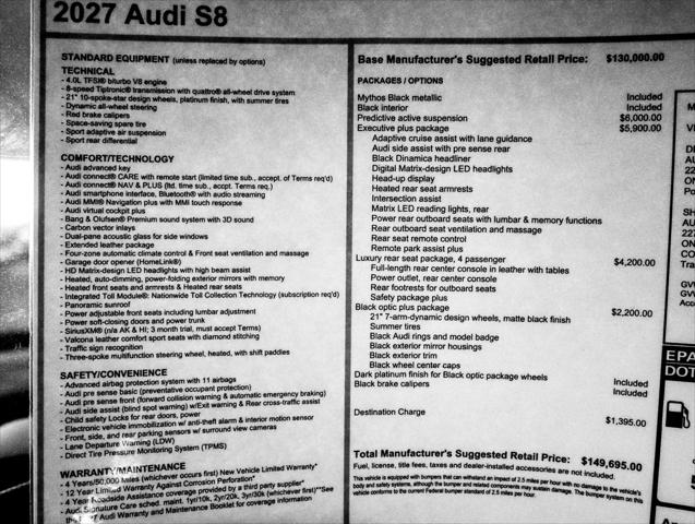 2027 Audi S8 quattro *Ltd Avail*