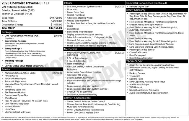 Used 2025 Chevrolet Traverse FWD LT For Sale in Muscle Shoals, AL