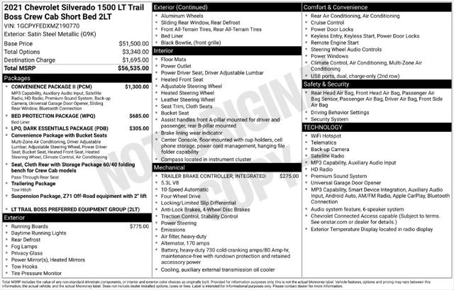 2021 Chevrolet Silverado 1500 4WD Crew Cab Short Bed LT Trail Boss for sale in Clinton Township, MI