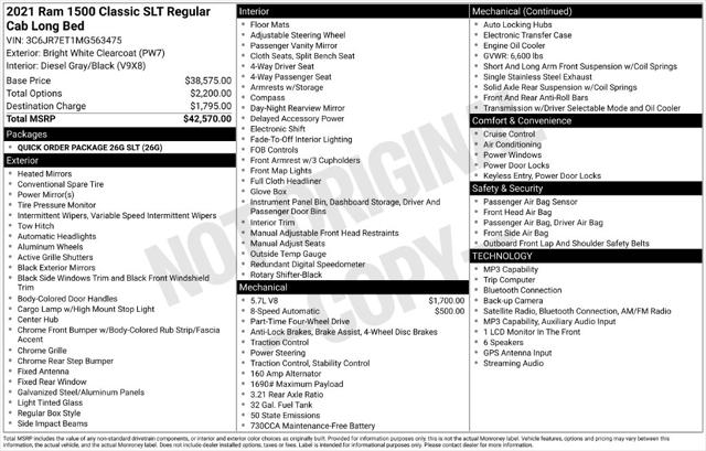 2021 Ram 1500 SLT Regular Cab 4x4 8 Box