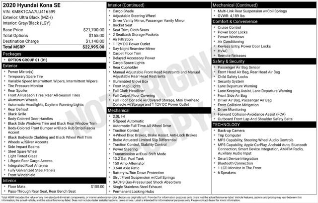 2020 Hyundai Kona SE for sale near Norwalk, OH