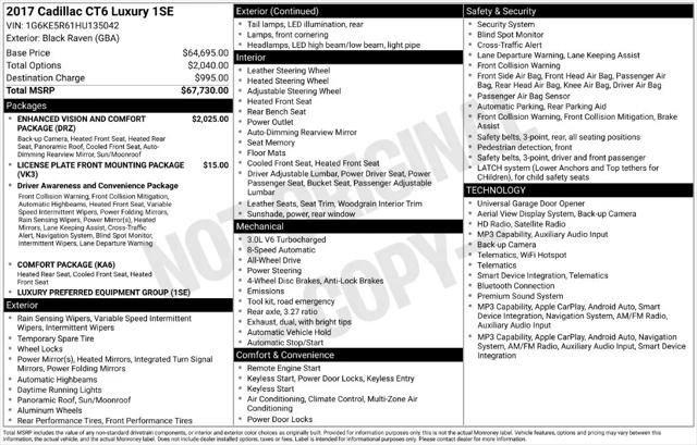 2017 Cadillac CT6 Twin Turbo Luxury for sale near Norwalk, OH