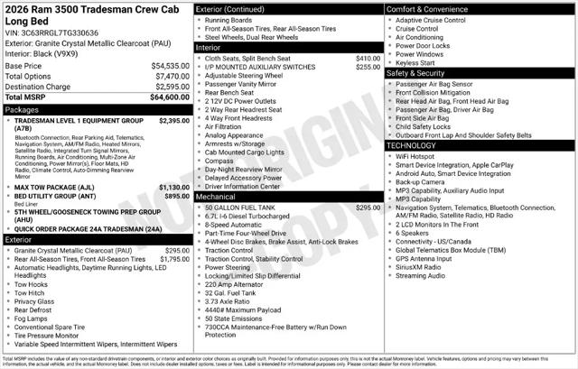 2026 Ram 3500 Tradesman Crew Cab 4x4 8 Box