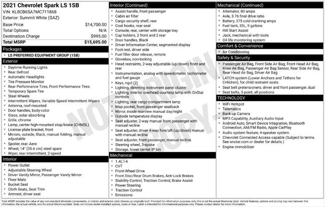 2021 Chevrolet Spark FWD LS Automatic