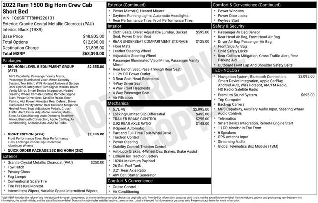 2022 RAM 1500 Big Horn Crew Cab 4x4 57 Box 2022 RAM 1500 Big Horn Crew Cab 4x4 57 Box