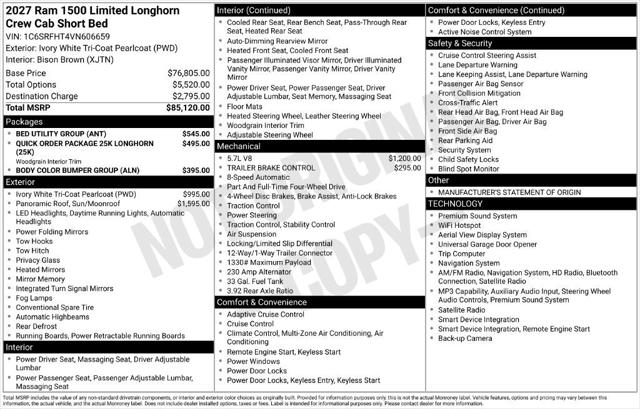 2027 RAM 1500 RAM 1500 LONGHORN CREW CAB 4X4 57 BOX 2027 RAM 1500 RAM 1500 LONGHORN CREW CAB 4X4 57 BOX