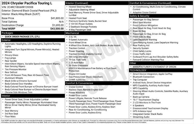2024 Chrysler Pacifica Touring L 2024 Chrysler Pacifica Touring L
