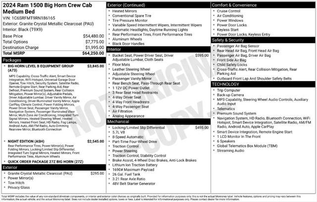 2024 Ram 1500 Big Horn Crew Cab 4x4 64 Box