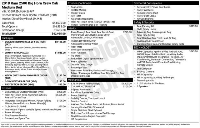 2018 Ram 2500 Big Horn Crew Cab 4x4 64 Box