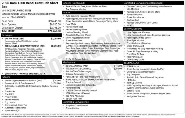 2026 Ram 1500 Rebel Crew Cab 4x4 57 Box