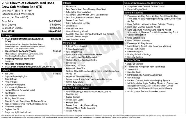 Used 2026 Chevrolet Colorado Trail Boss  4WD For Sale in Muscle Shoals, AL