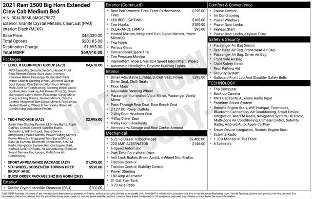 2021 RAM 2500 Big Horn Mega Cab 4x4 64 Box
