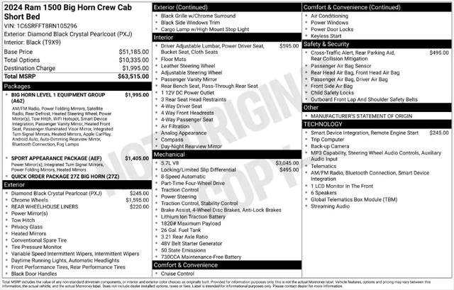 2024 Ram 1500 Big Horn Crew Cab 4x4 57 Box