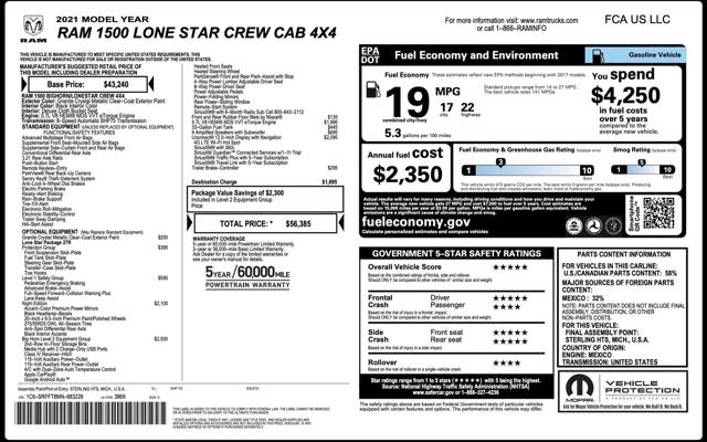 2021 Ram 1500 Lone Star Crew Cab 4x4 57 Box