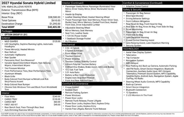 2027 Hyundai Sonata Hybrid Limited for sale in Colorado Springs, CO