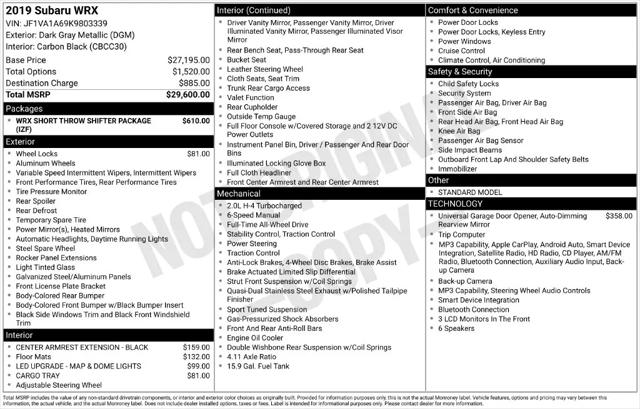 2019 Subaru WRX Base for sale in Berlin, NJ