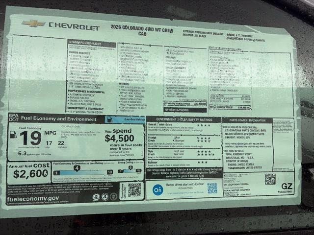 New 2026 Chevrolet Colorado WT  4WD For Sale in Cortland, NY