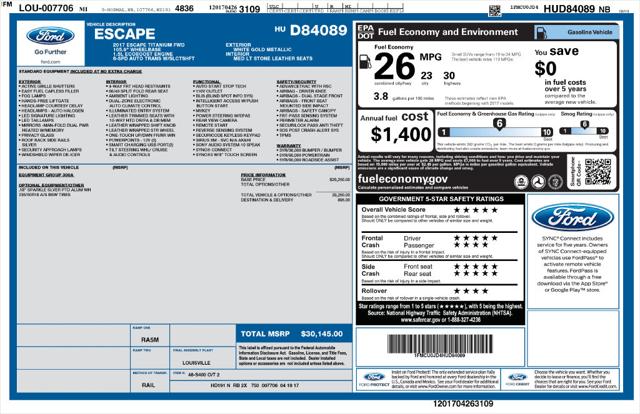 Used 2017 Ford Escape Titanium For Sale in Muscle Shoals, AL