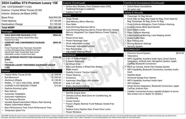 2024 Cadillac XT4 AWD Premium Luxury for sale in McHenry, IL