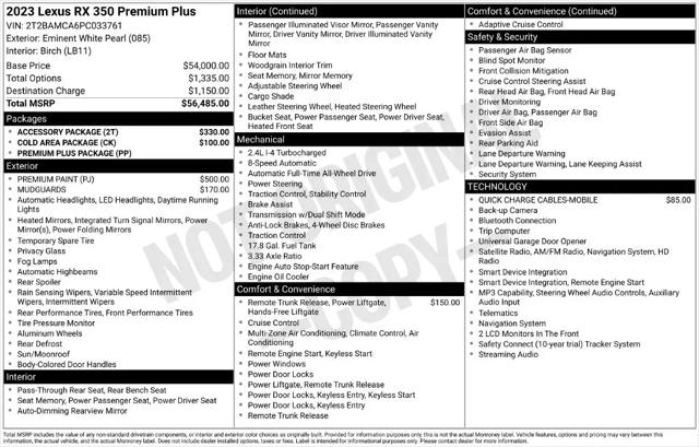 2023 Lexus RX 350 Premium Plus