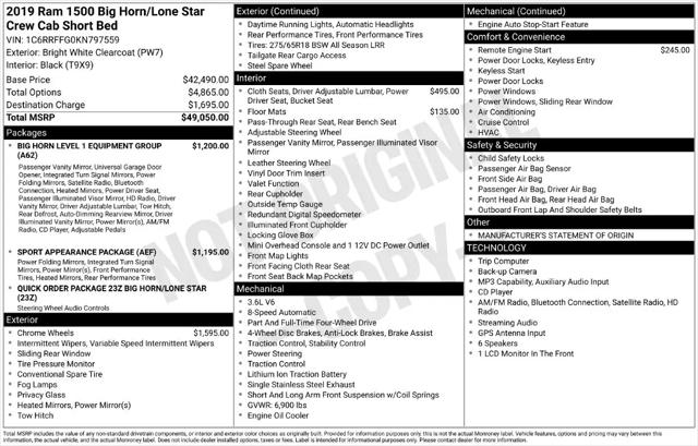 2019 Ram 1500 Big Horn/Lone Star Crew Cab 4x4 57 Box