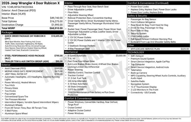 Used 2026 Jeep Wrangler 4-Door Recon 4x4 For Sale in Muscle Shoals, AL