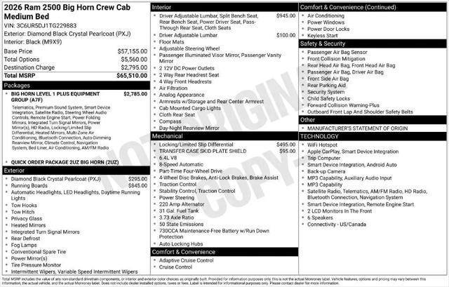 2026 Ram 2500 Big Horn Crew Cab 4x4 64 Box for sale in East Hartford, CT