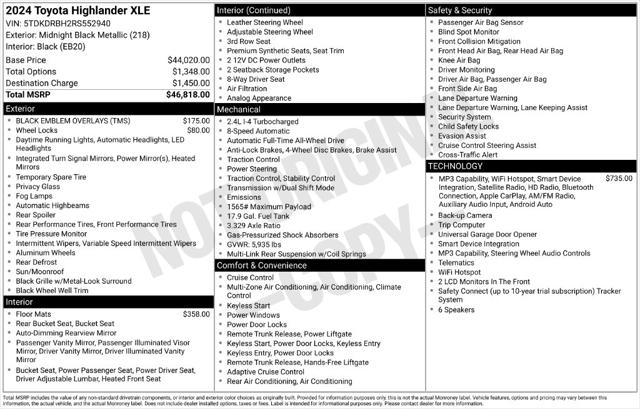 2024 Toyota Highlander XLE 2024 Toyota Highlander XLE