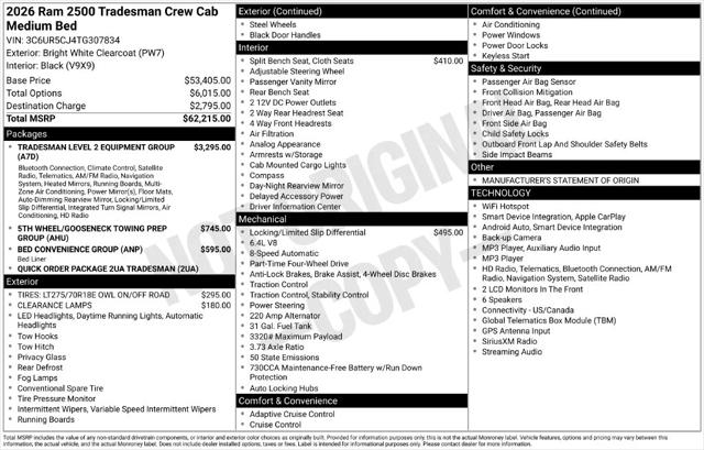 2026 Ram 2500 Tradesman Crew Cab 4x4 64 Box