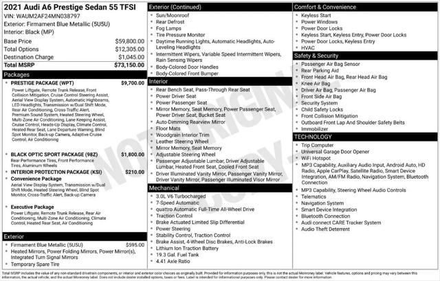 2021 Audi A6 Prestige 55 TFSI quattro S tronic for sale in Gurnee, IL