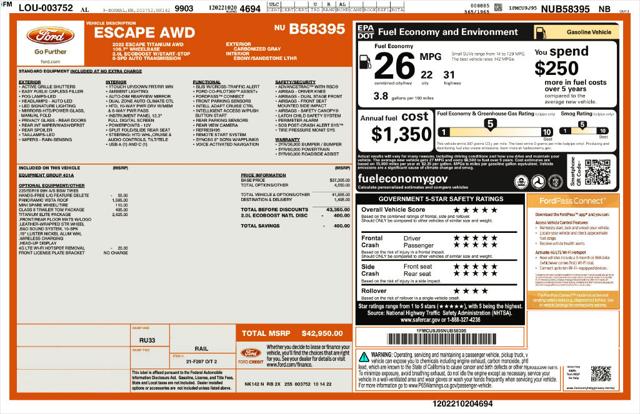 Used 2022 Ford Escape Titanium For Sale in Muscle Shoals, AL