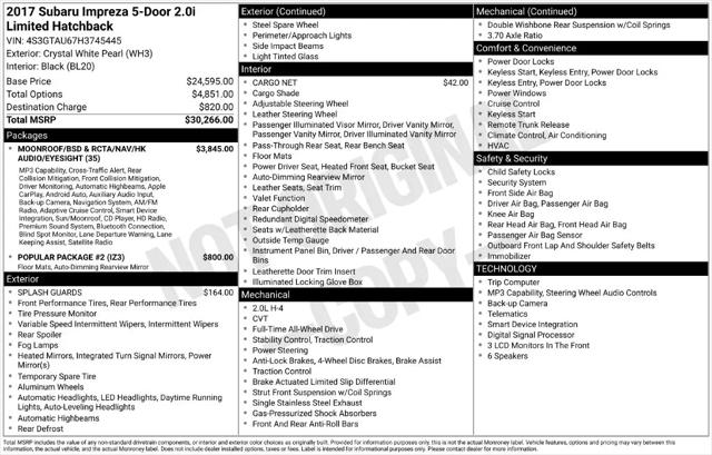 2017 Subaru Impreza 2.0i Limited for sale near Norwalk, OH