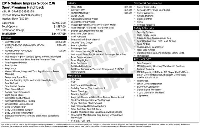 2016 Subaru Impreza 2.0i Sport Premium for sale in Berlin, NJ