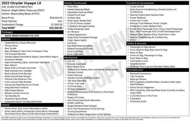 2022 Chrysler Voyager LX